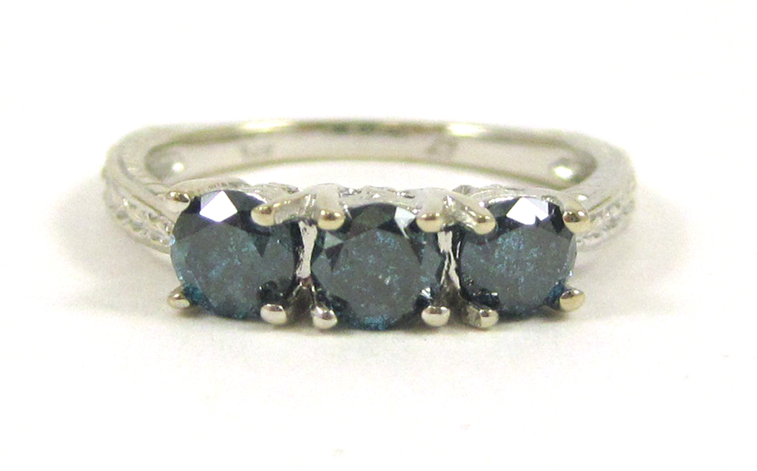 Appraisal: FANCY BLUE DIAMOND AND FOURTEEN KARAT GOLD RING The white