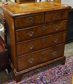 Appraisal: George III marquetry decorated chest of drawers George III marquetry