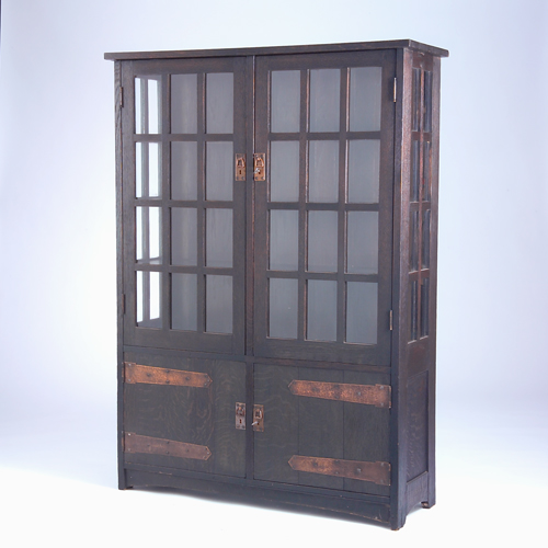 Appraisal: L J G STICKLEY Double-door china cabinet with twelve panes