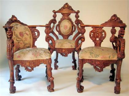 Appraisal: Renaissance revival carved walnut part salon suite late th century