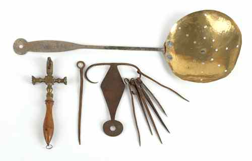 Appraisal: Hearth equipment th c to include a skewer set a