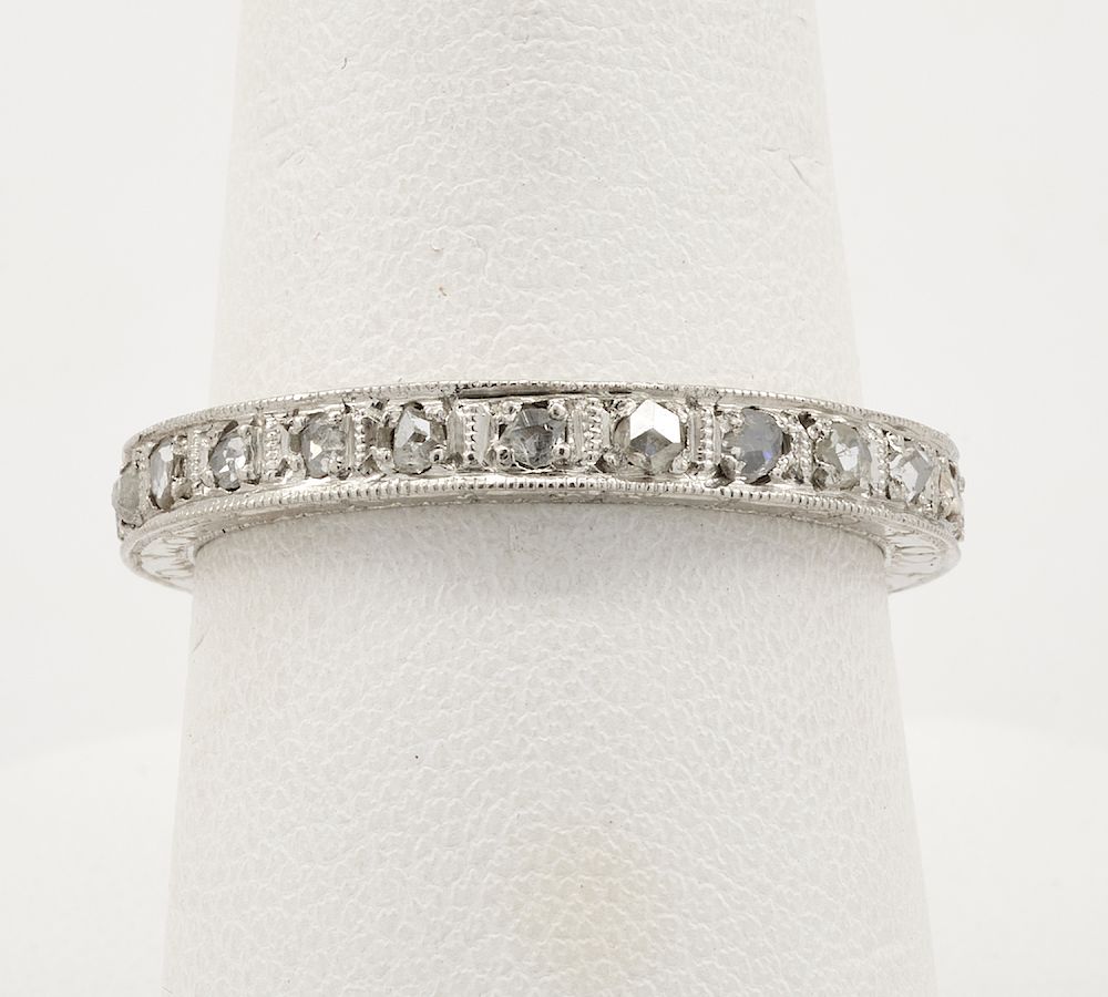 Appraisal: Platinum rose-cut diamond eternity ring band Platinum and rose-cut diamond