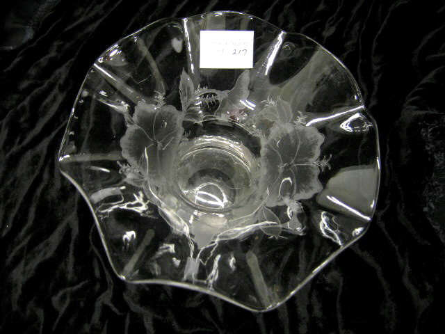 Appraisal: Locke Art Engraved Crystal Vase outstanding floral diameter tall