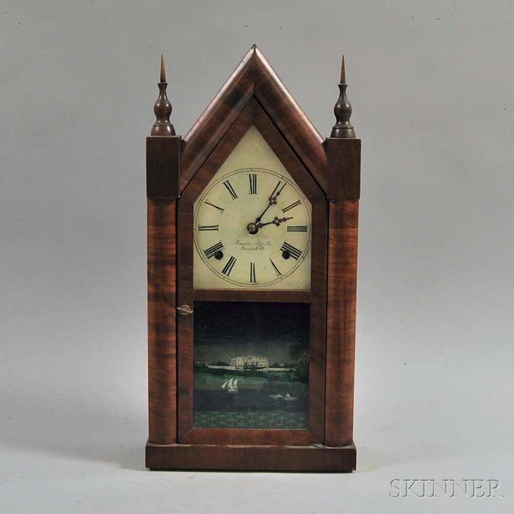 Appraisal: Mahogany Steeple Clock by Brewster Manufacturing Company Bristol Connecticut c