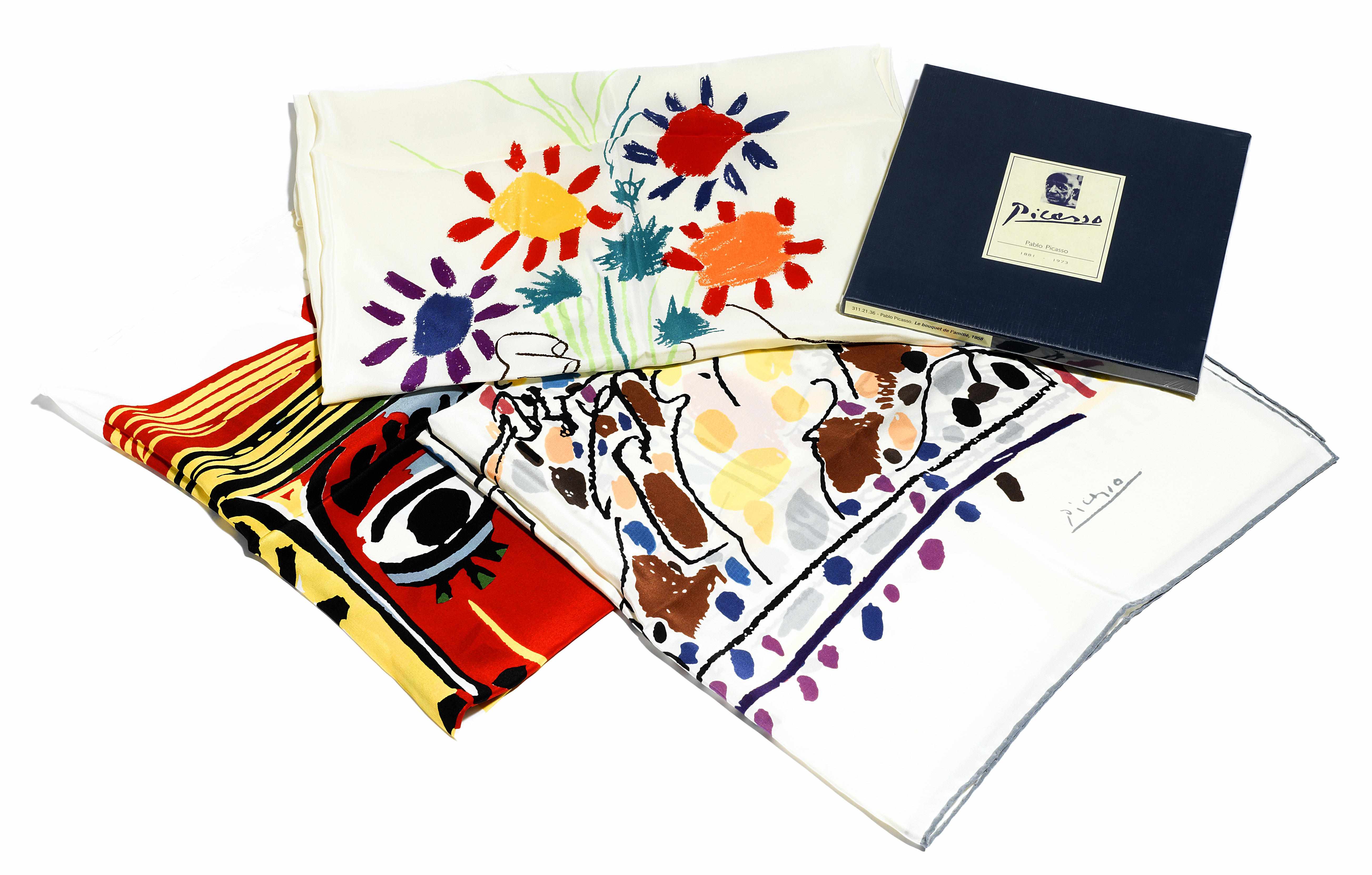 Appraisal: A group of four Picasso scarves each size in x