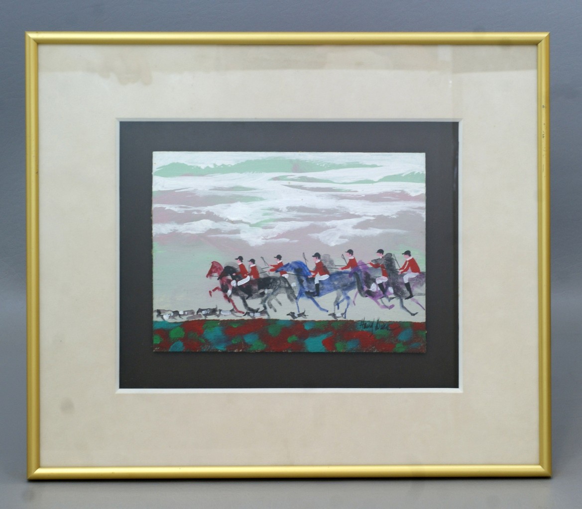 Appraisal: Harry Dunn American PA - acrylic Horses and Hounds x