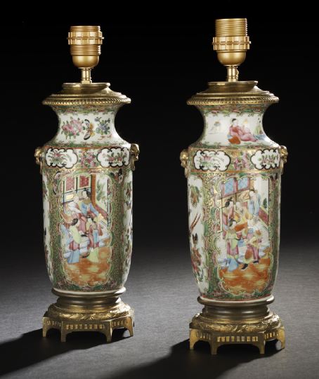 Appraisal: Good Pair of Chinese Export Famille Rose Sleeve Vases th