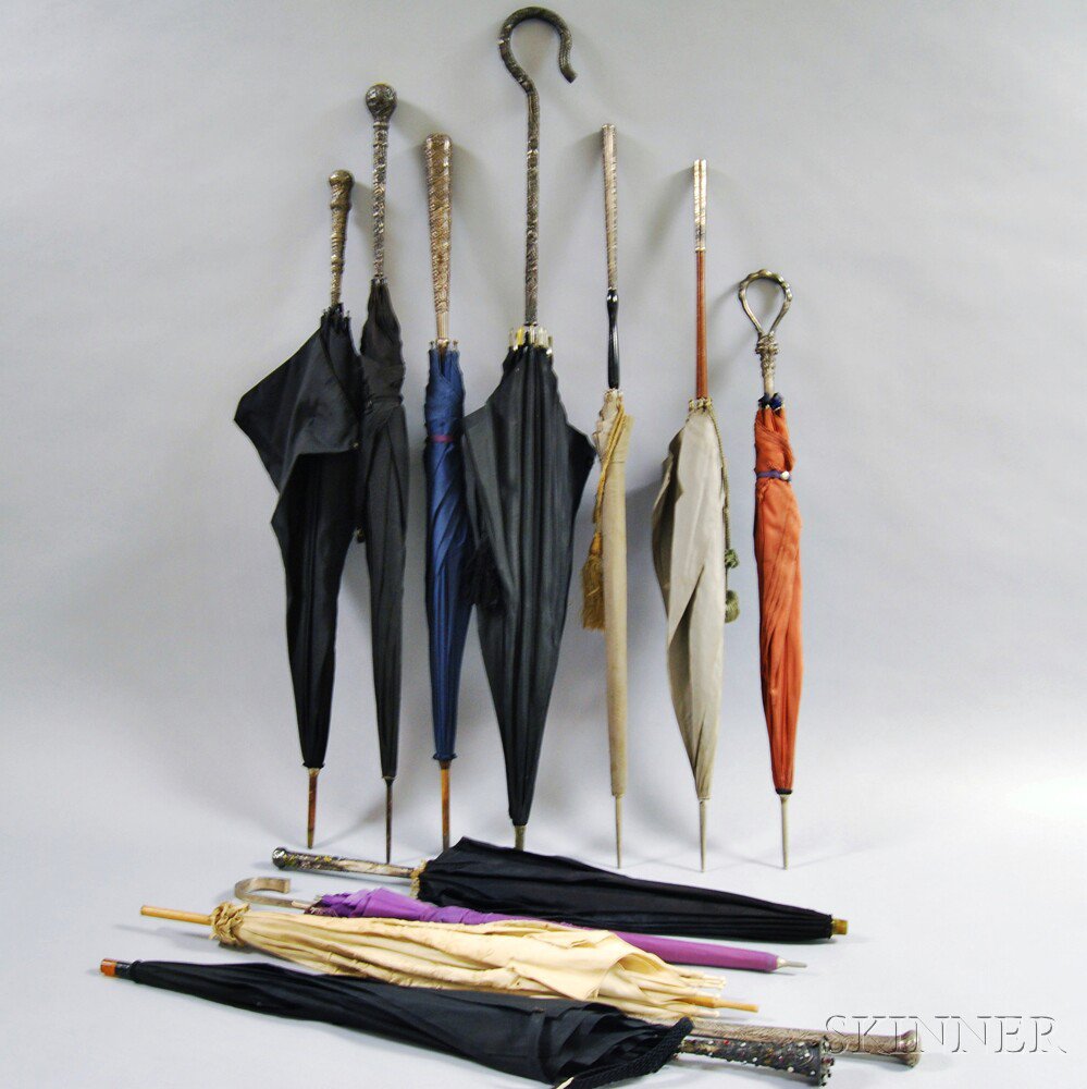 Appraisal: Eleven Parasols most with sterling silver handles including one set