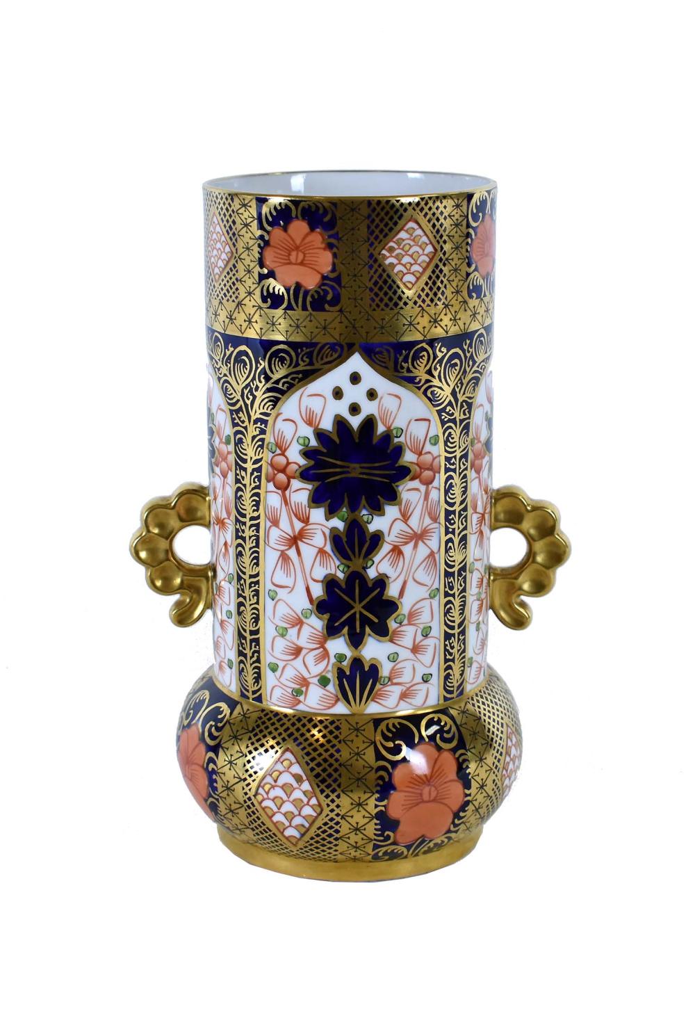 Appraisal: DERBY IMARI DECORATED PORCELAIN VASE th Century Marked The cylindrical