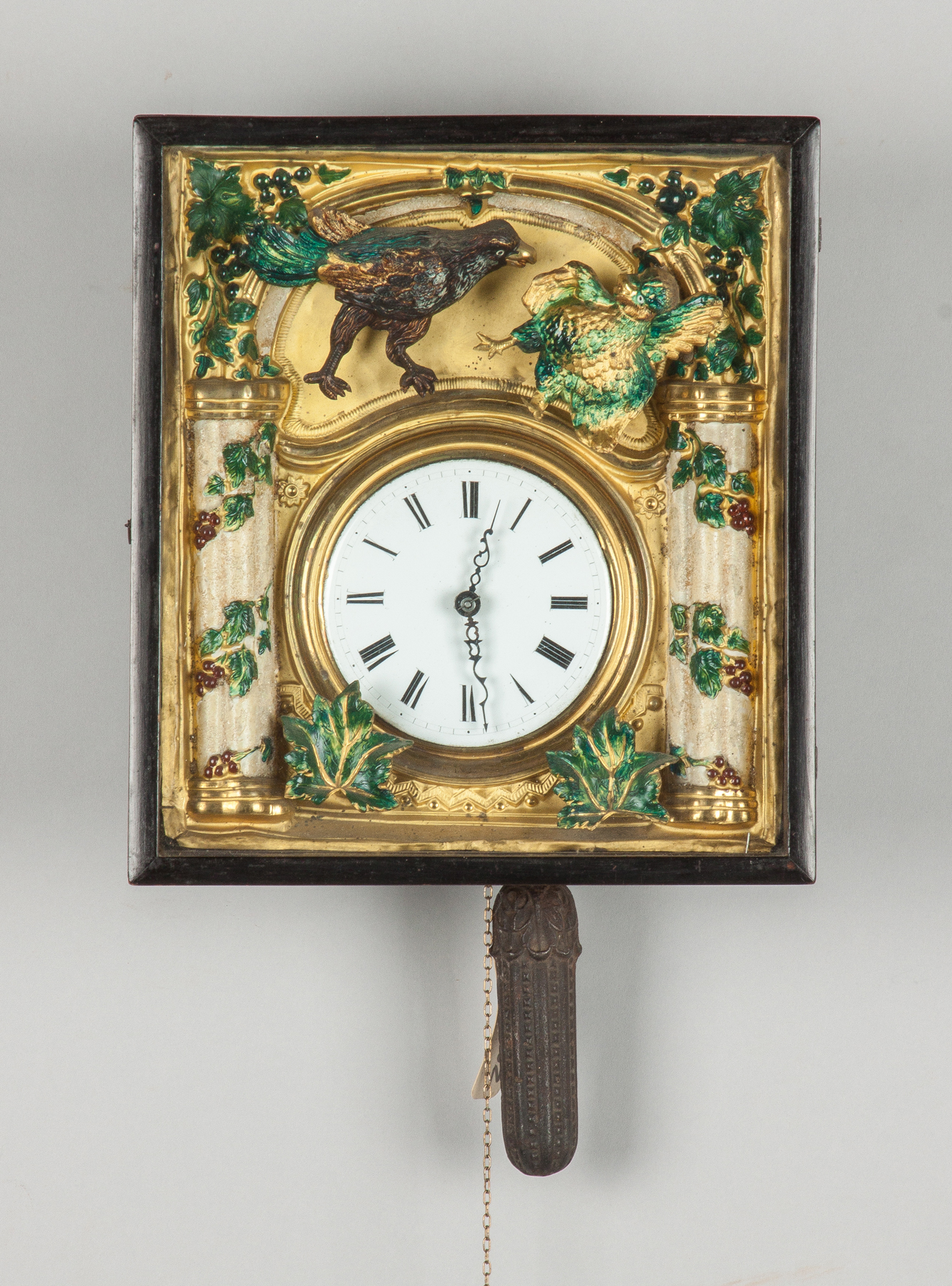 Appraisal: Black Forest Picture Frame Clock th cent With automated birds