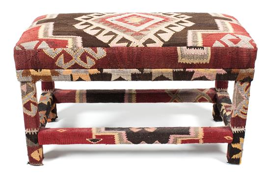 Appraisal: Sale Lot A Kilim Upholstered Bench th century having tribal