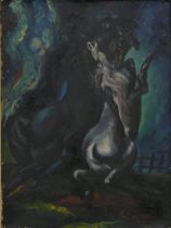 Appraisal: After John Steuart Curry American - Stallion And Jack Fighting