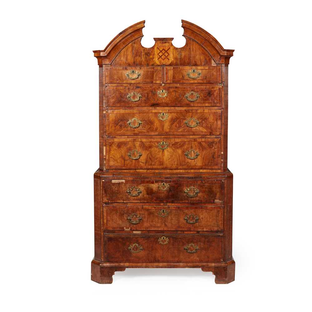 Appraisal: GEORGE I WALNUT CROSSBANDED AND INLAID CHEST-ON-CHEST EARLY TH CENTURY