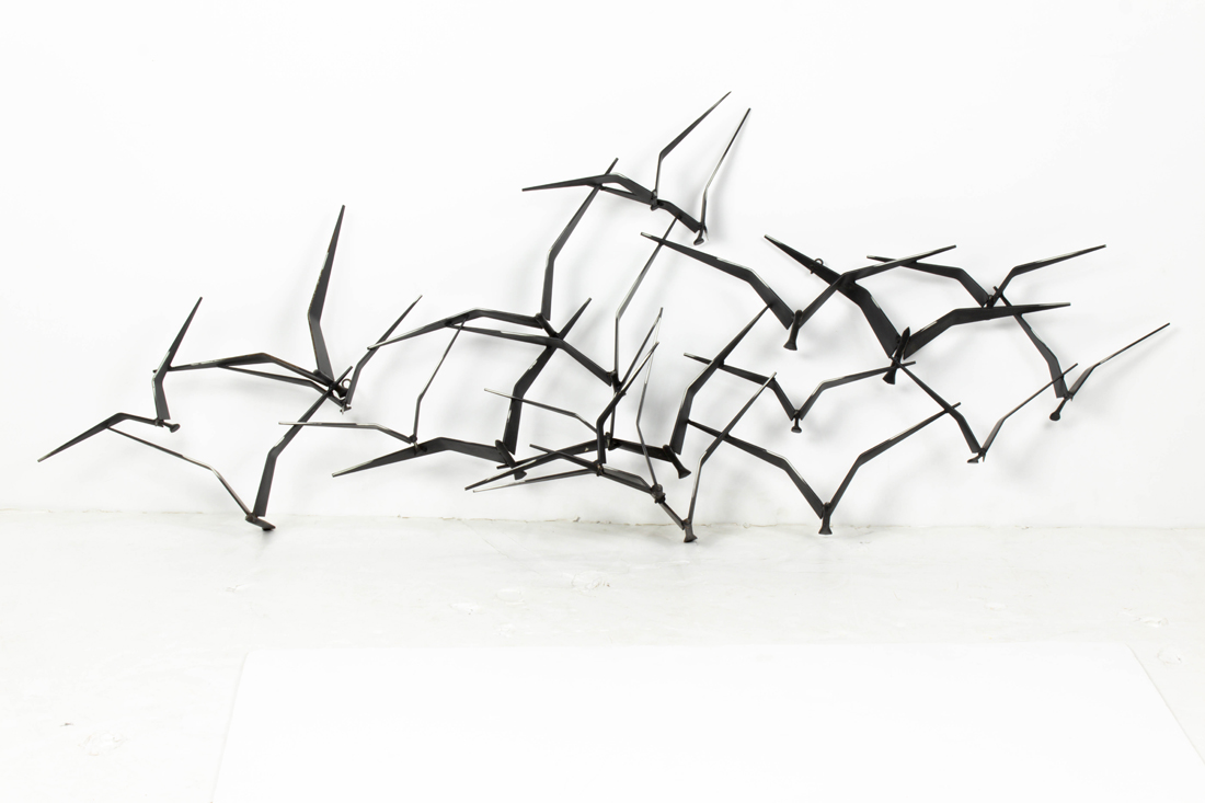 Appraisal: CURTIS JERE WALL SCULPTURE DEPICTING BIRDS IN FLIGHT Curtis Jere