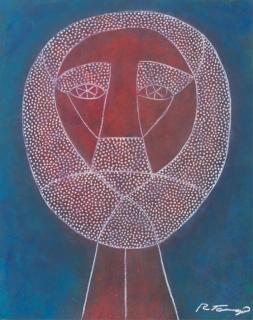 Appraisal: Rufino Tamayo Cabeza On Blue Mixed Media Rufino Tamayo New