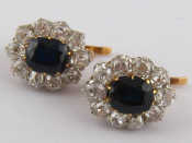 Appraisal: A pair of antique French hallmarked carat gold sapphire and