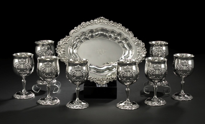 Appraisal: Eight Reed Barton King Francis -Pattern Silverplate Water Goblets h