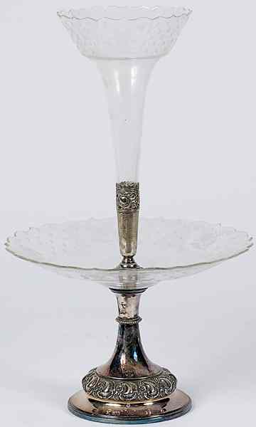 Appraisal: Silver Plated Epergne th century an epergne with single glass