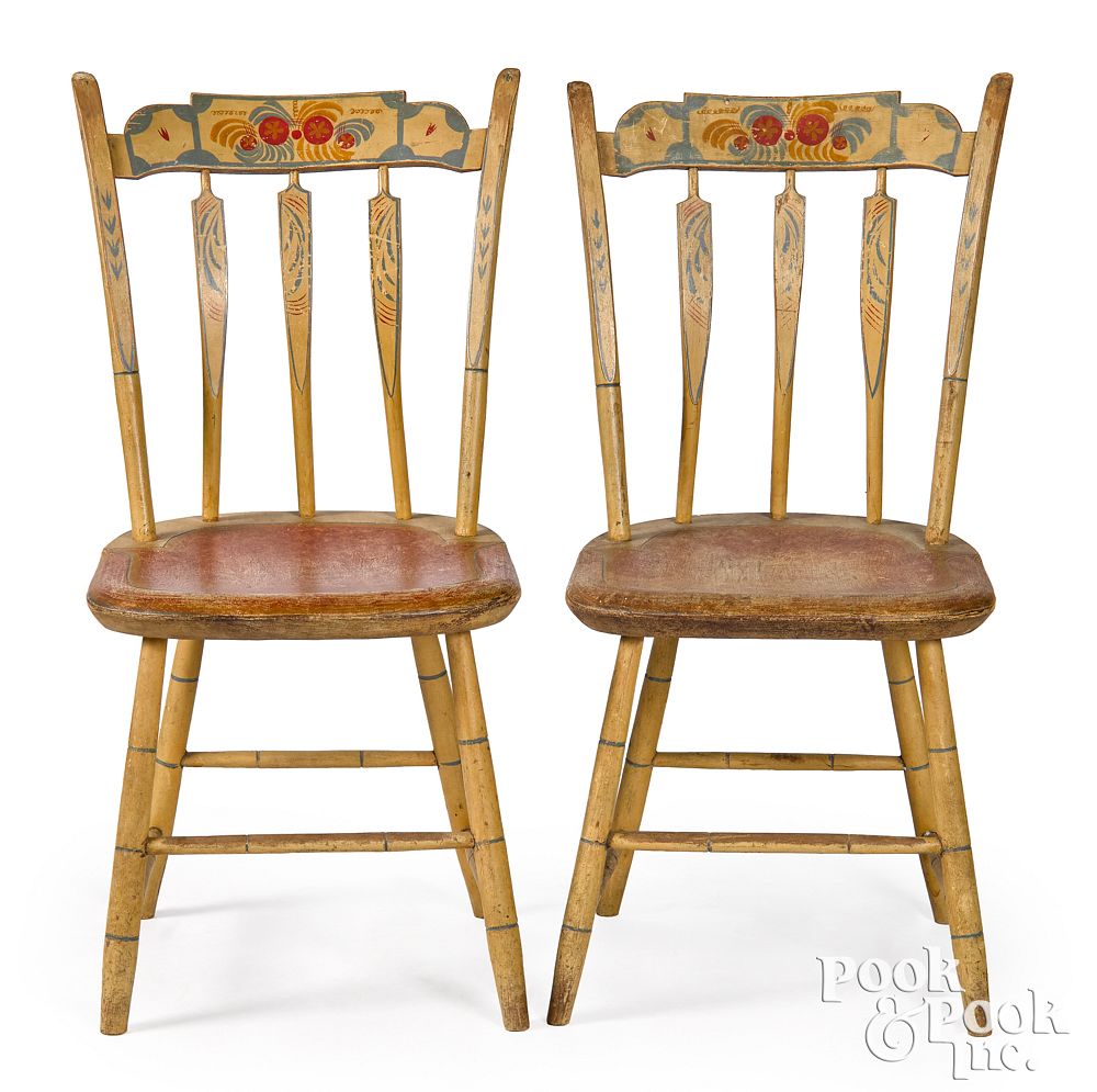 Appraisal: Pair of New England painted arrowback chairs Pair of New