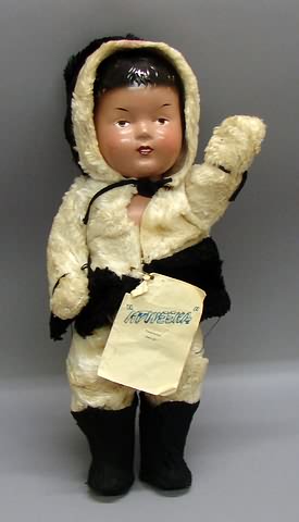 Appraisal: Compo Koweeka translation - Smilie Eskimo doll Molded painted features