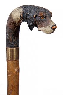 Appraisal: Spaniel Country Cane- Ca - A paint decorated English Spaniel