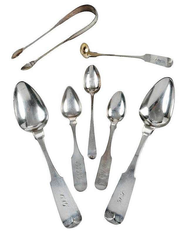 Appraisal: Pieces Virginia Coin Silver Flatware early mid th century including