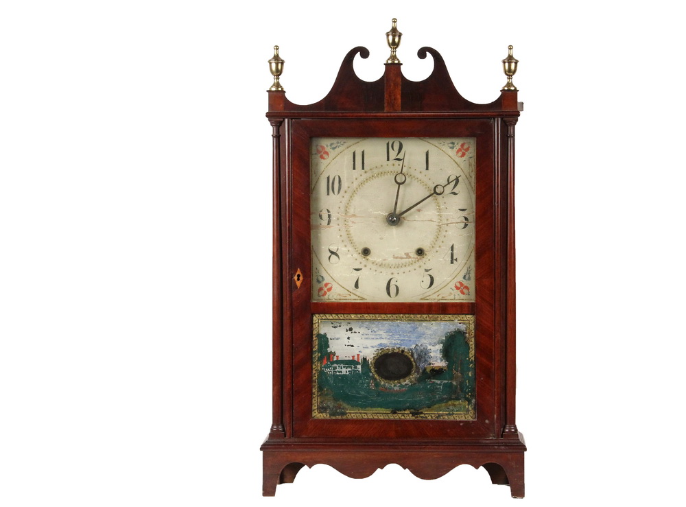 Appraisal: ELI TERRY BRACKET CLOCK - Pillar and Scroll Mahogany Case