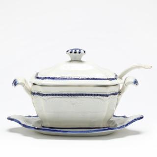 Appraisal: Antique Staffordshire Sauce Tureen circa molded and cobalt decorated lidded