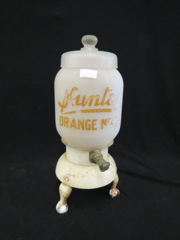 Appraisal: Hunter's Orange Nectar Soda Fountain Dispenser tin base frosted glass