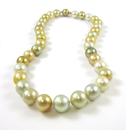 Appraisal: MULTI-COLOR SOUTH SEA PEARL NECKLACE measuring inches in length and