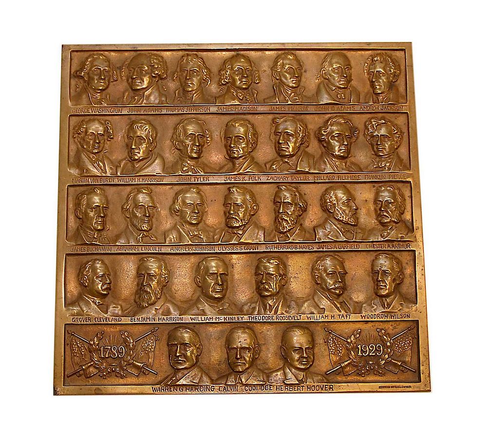 Appraisal: - American Presidents Newman Bronze Plaque - American Presidents Newman