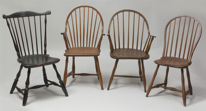 Appraisal: Two Windsor Armchairs a Windsor Side Chair and a Black