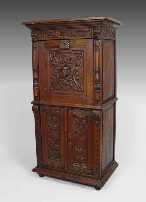 Appraisal: LATE TH C GERMAN CARVED SECRETARY DESK Fall front top