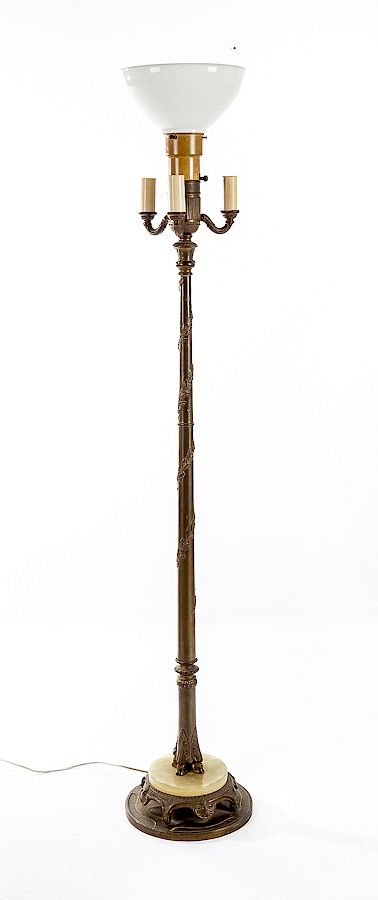 Appraisal: Bronze Marble Floor Lamp DESCRIPTION Bronze and marble floor lamp