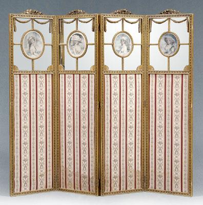 Appraisal: Louis XVI style mirrored screen carved and gilt wood four