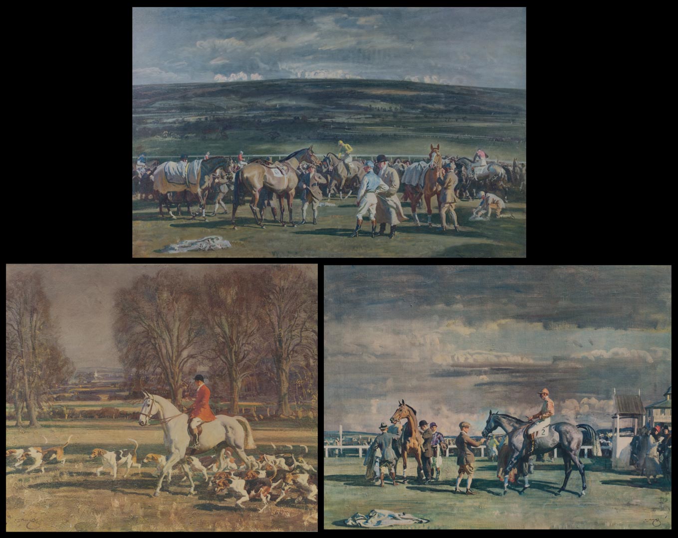 Appraisal: Alfred Munnings Three equestrian themed prints Alfred James Munnings British