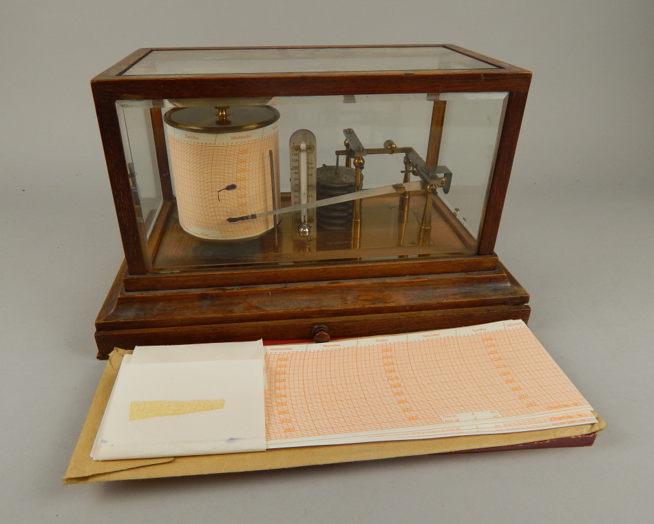 Appraisal: An early thC Negretti Zambra brass barograph with articulated pieces