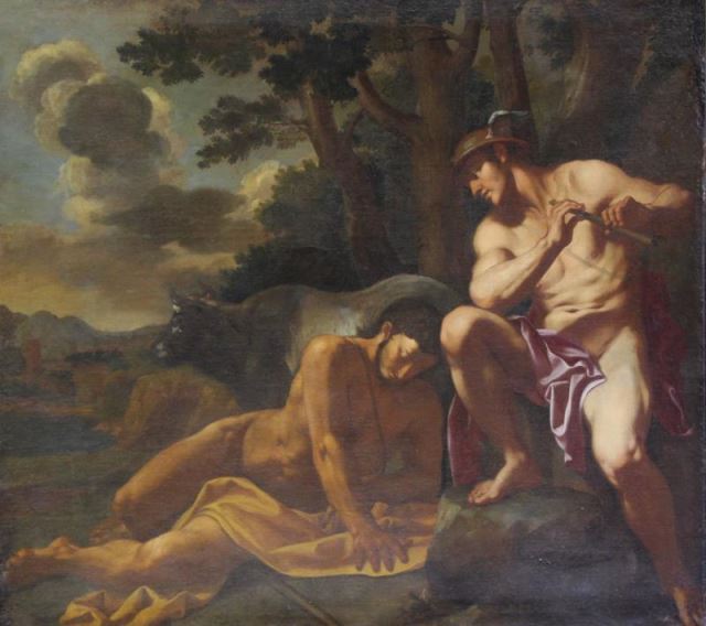 Appraisal: Old Master Oil on Canvas Mercury and Argus A large