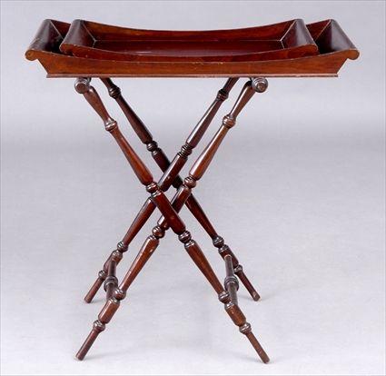 Appraisal: GEORGE III-STYLE MAHOGANY TRAY ON STAND Together with another tray