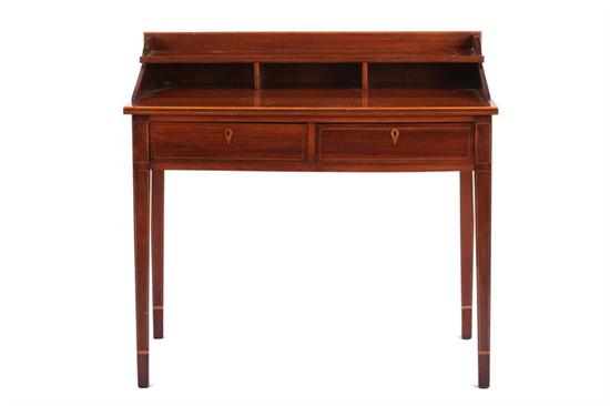 Appraisal: NEOCLASSICAL STYLE MAHOGANY DESK early th century Superstructure with raised