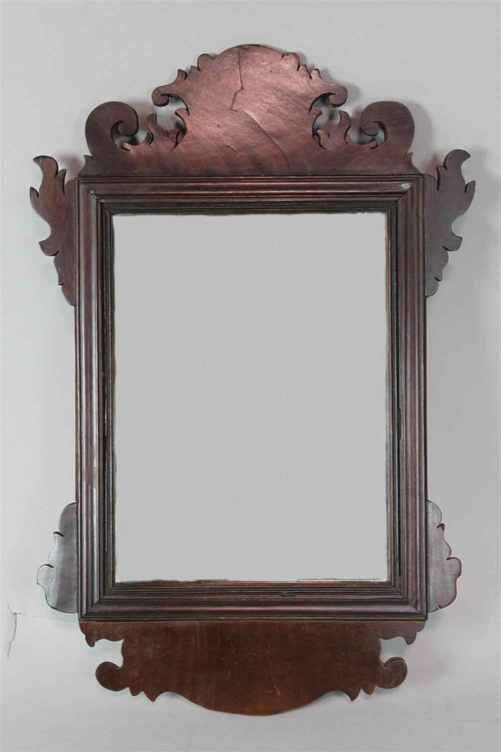 Appraisal: ANTIQUE CHIPPENDALE STYLE MAHOGANY MIRROR h w in Provenance Property