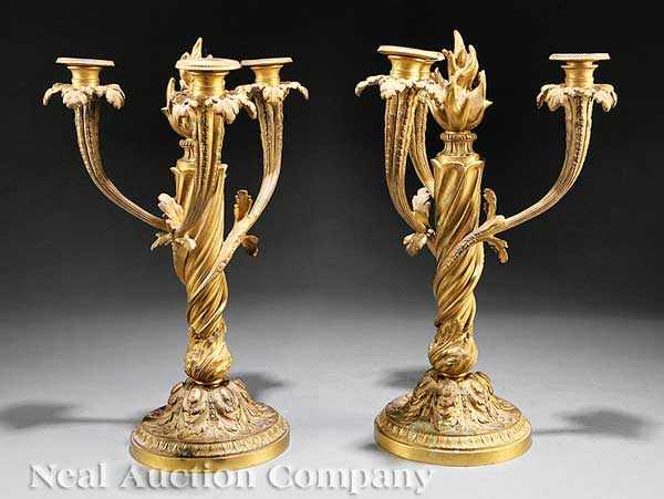 Appraisal: A Pair of Napoleon III Gilt Bronze Three-Light Candelabra c