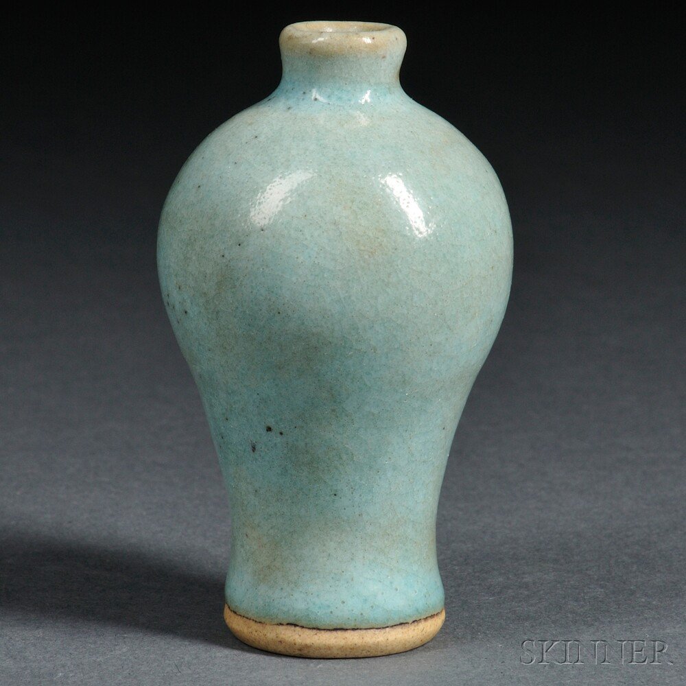 Appraisal: Miniature Jun Ware Vase China baluster form the body and