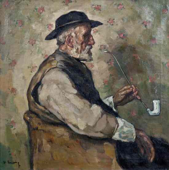 Appraisal: Walter Heimig German - The Pipe Smoker oil on canvas