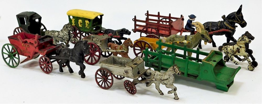 Appraisal: PC American Cast Iron Horse Drawn Carriage Toys United States