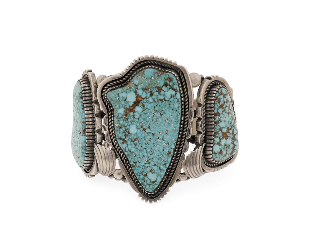 Appraisal: A large Howard Begay Navajo silver and turquoise cuff bracelet