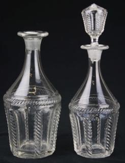 Appraisal: two th c pattern molded decanters and one stopper fits