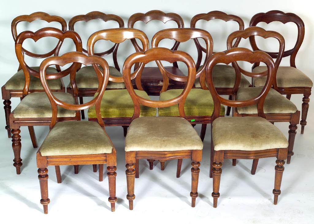 Appraisal: HARLEQUIN SET OF TWELVE MID-VICTORIAN BALLOON BACK CHAIRS of slightly