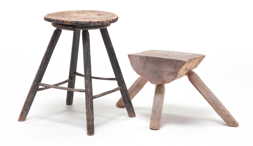 Appraisal: TWO AMERICAN STOOLS Second half th century A mixed woods