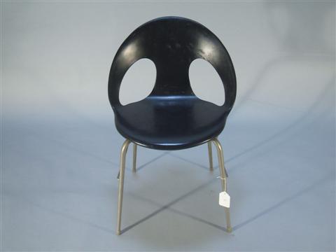 Appraisal: MODERN BLACK PLASTIC AND METAL CHAIR Mid th century organic